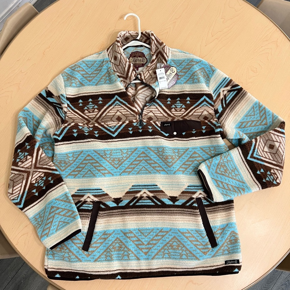 Cavenders Red Dirt Rafter C Sweater with Blue and Brown Accents size XL
